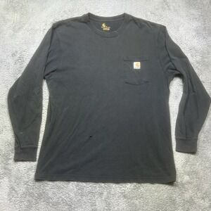Carhartt Shirt‎ Men's L Black Original Fit Long Sleeve Pocket Grunge HOLES SPOTS